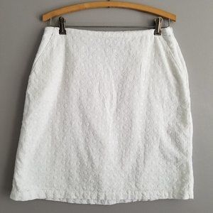 L. L. Bean Fairhaven Favorite A-Line Eyelet White Skirt Sz 6 *Great Condition*